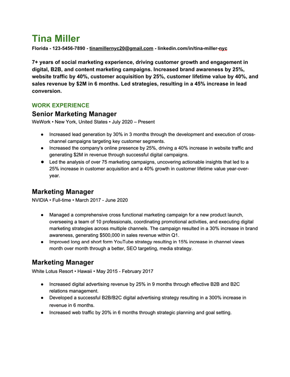 Microsoft Word resume 6