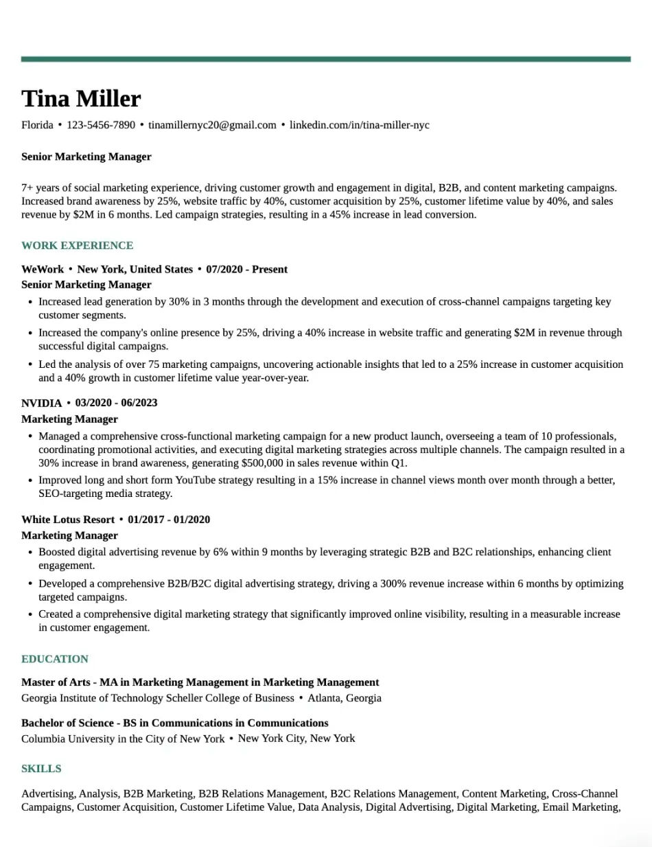 Bold Line Resume Template