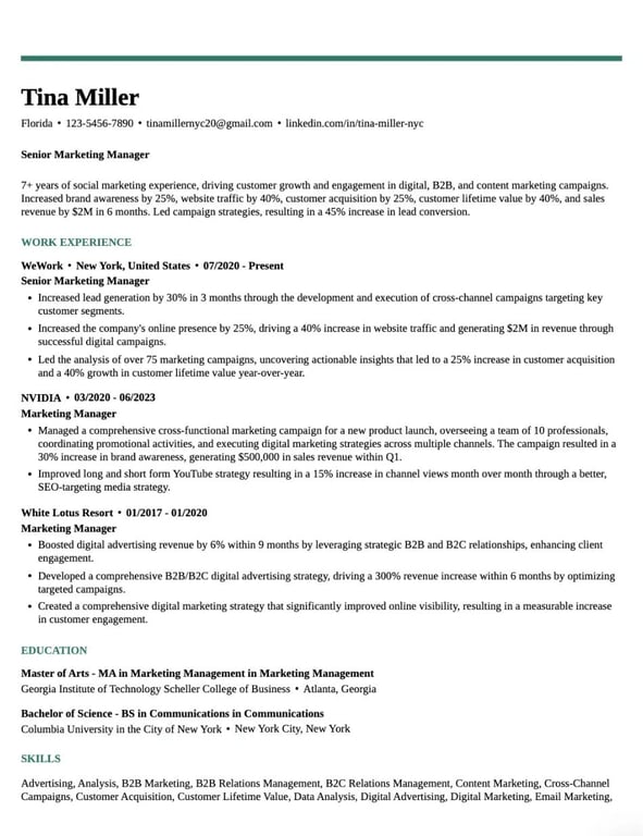 Bold Line Resume Template