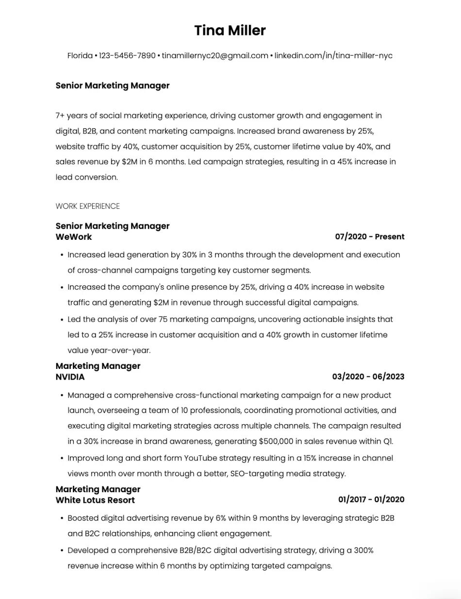 Minimal Centered Resume Template
