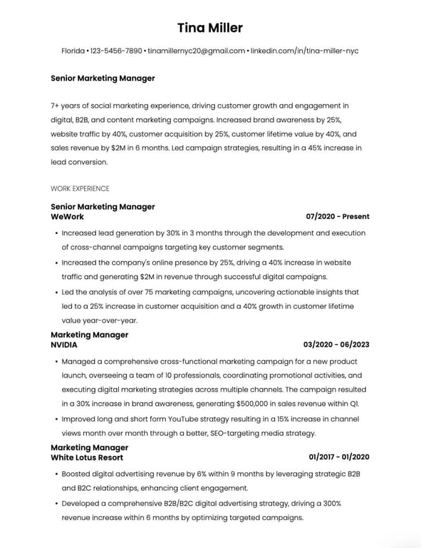 Minimal Centered Resume Template