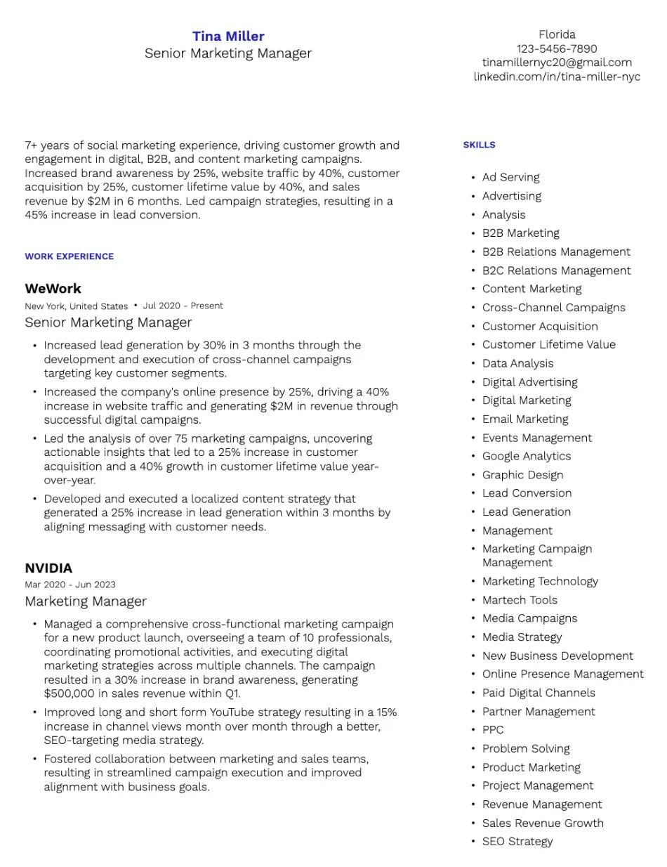 Focus Reverse-Chronological Resume