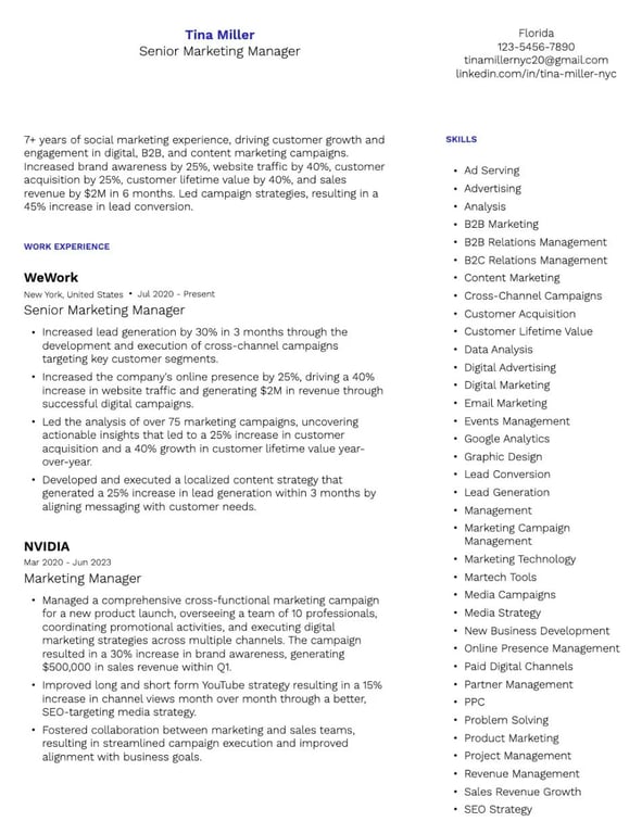 Focus Reverse-Chronological Resume