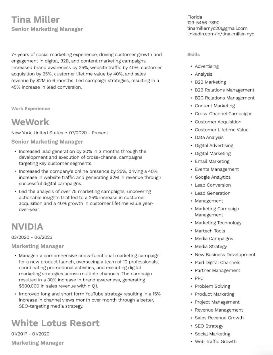 Skills Column Template
