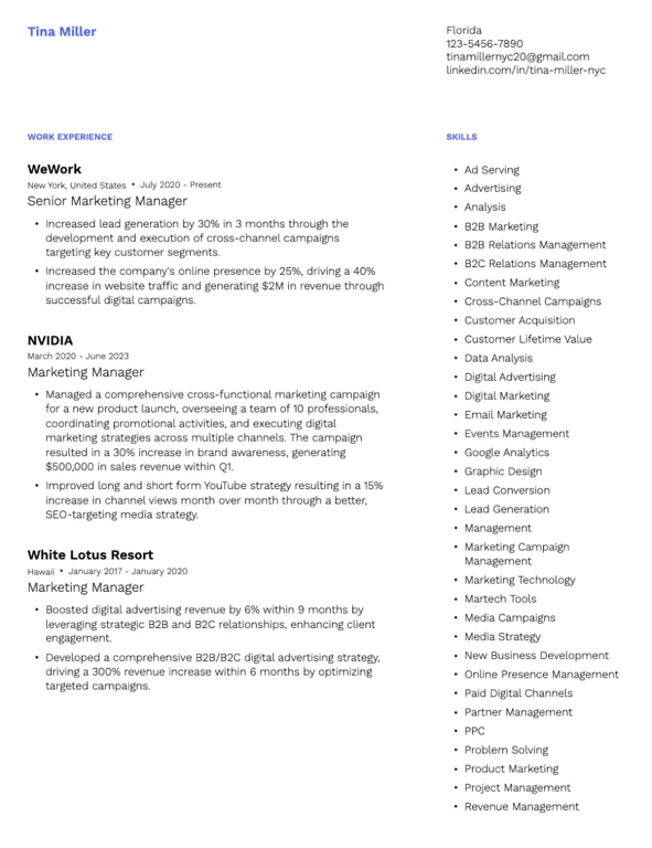 Concise Impact Resume