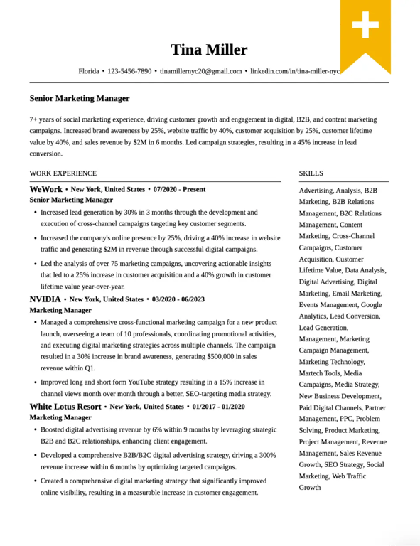 Traditional 2 Column Resume Template