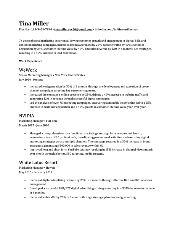 Microsoft Word resume 3