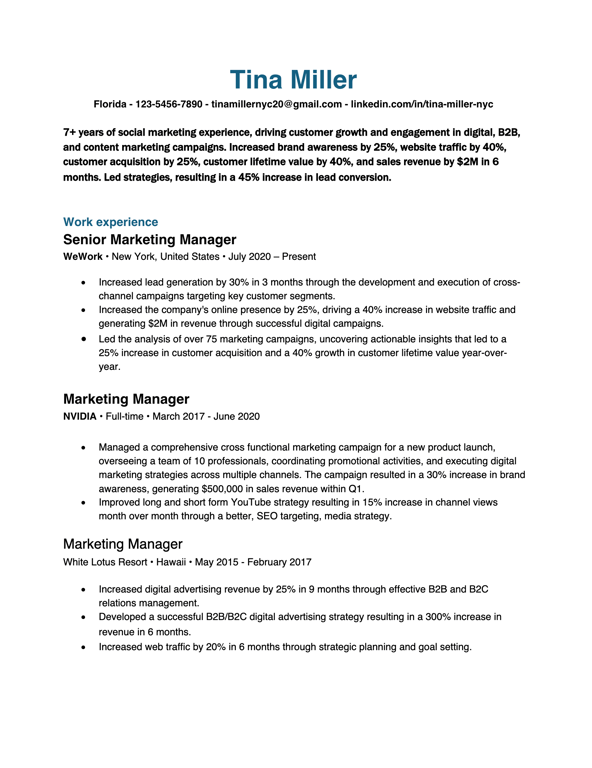 Microsoft Word resume 9