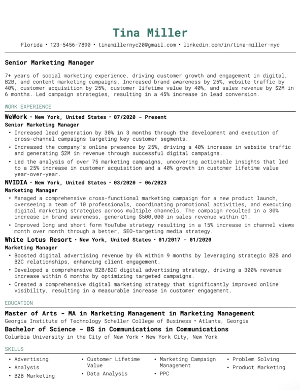 Functional Condense Resume Template
