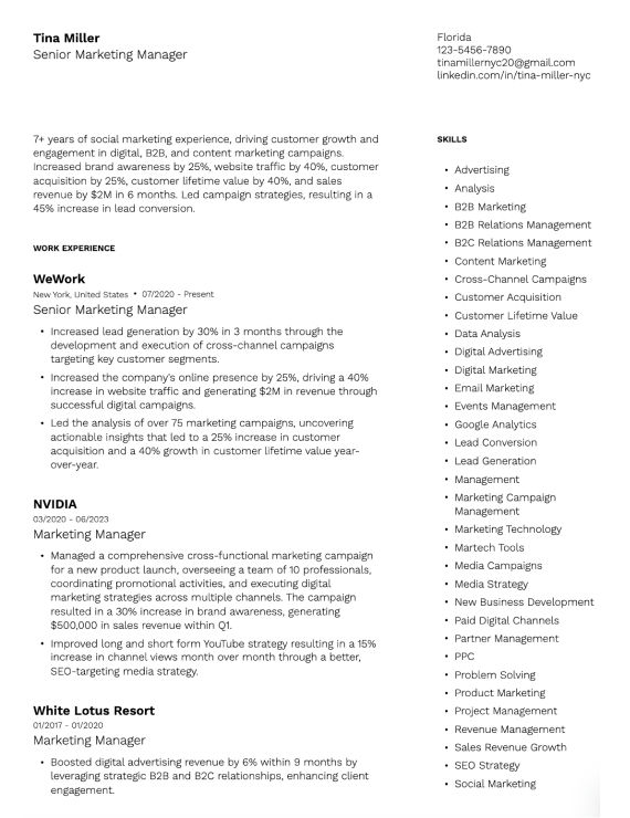 Clean and Structured Professional Resume Layout