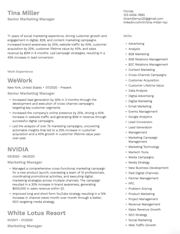 Minimal Resume