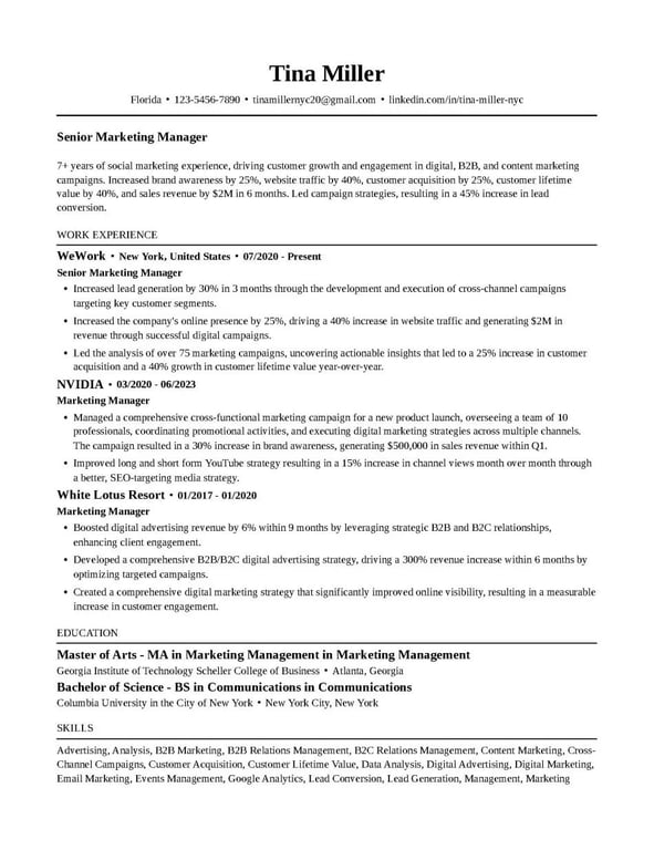 Classic Layout Resume
