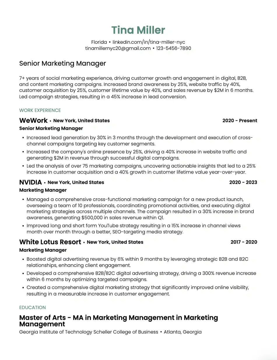Elegant Simplicity Resume
