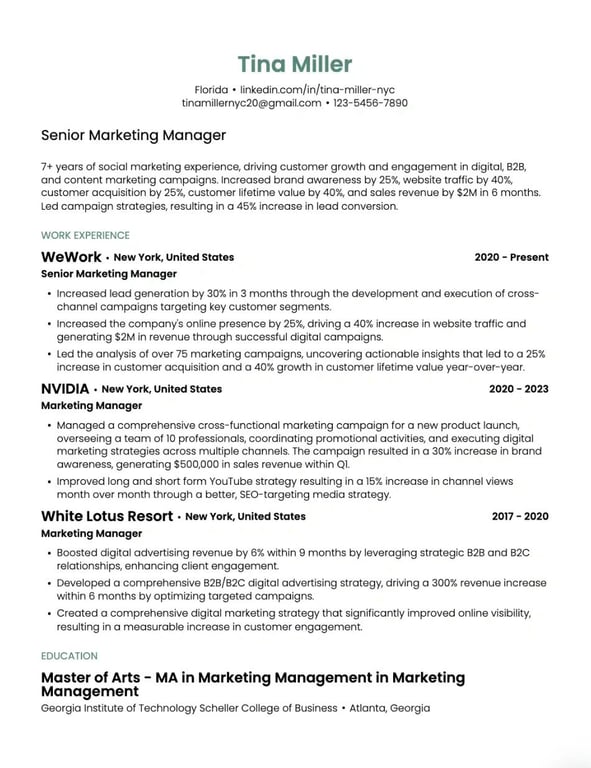Elegant Simplicity Resume