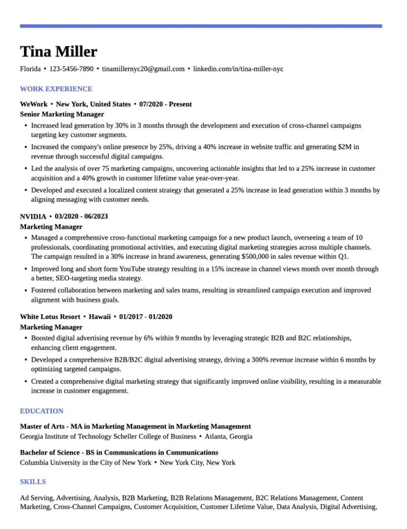 Blue Modern Chronological Resume