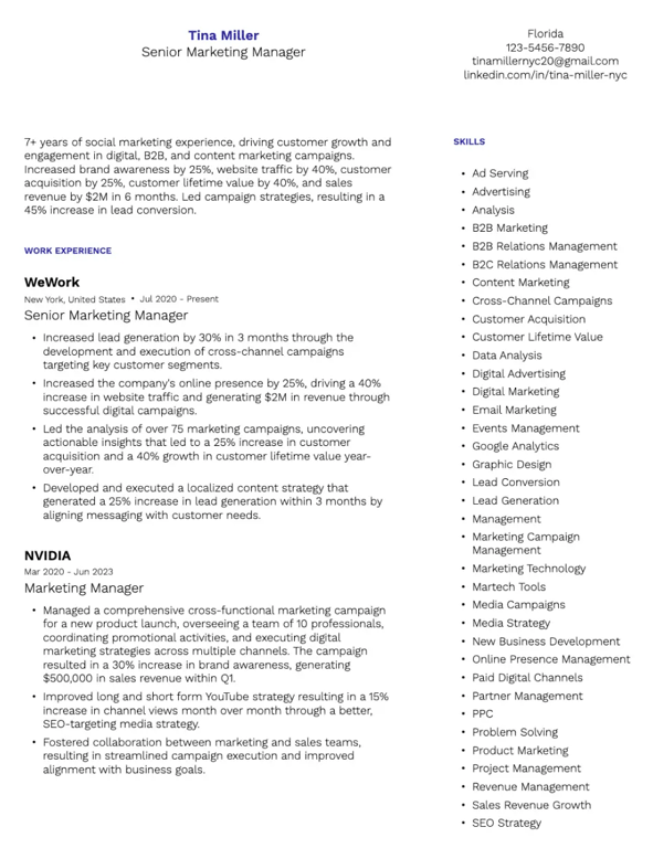 Focus Reverse-Chronological Resume