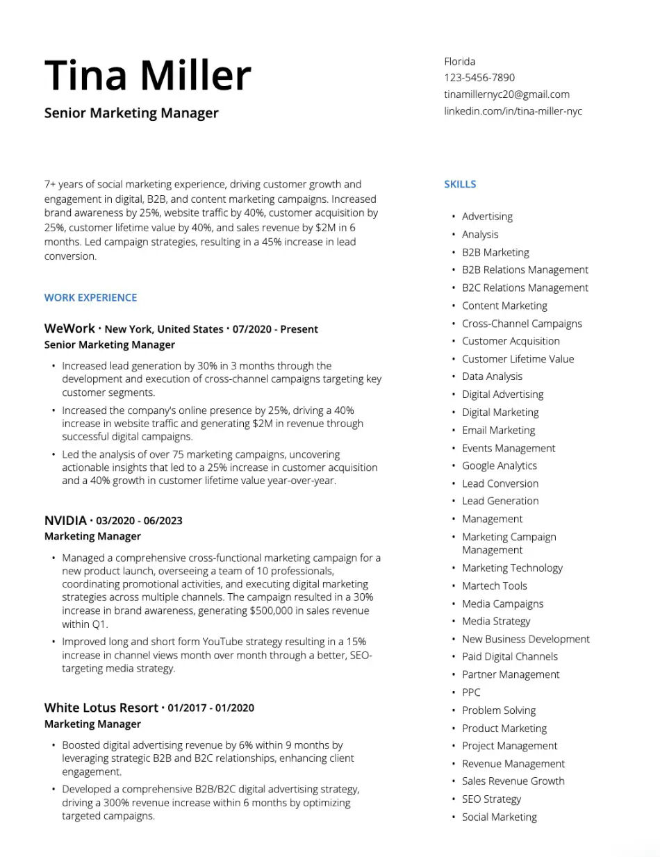 Professional and Clear Resume