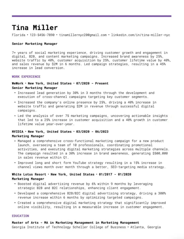 Purple Bold Resume