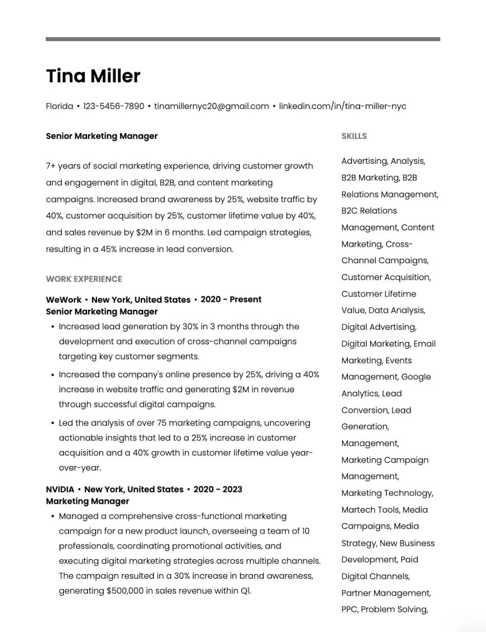 Minimal Line Resume Template