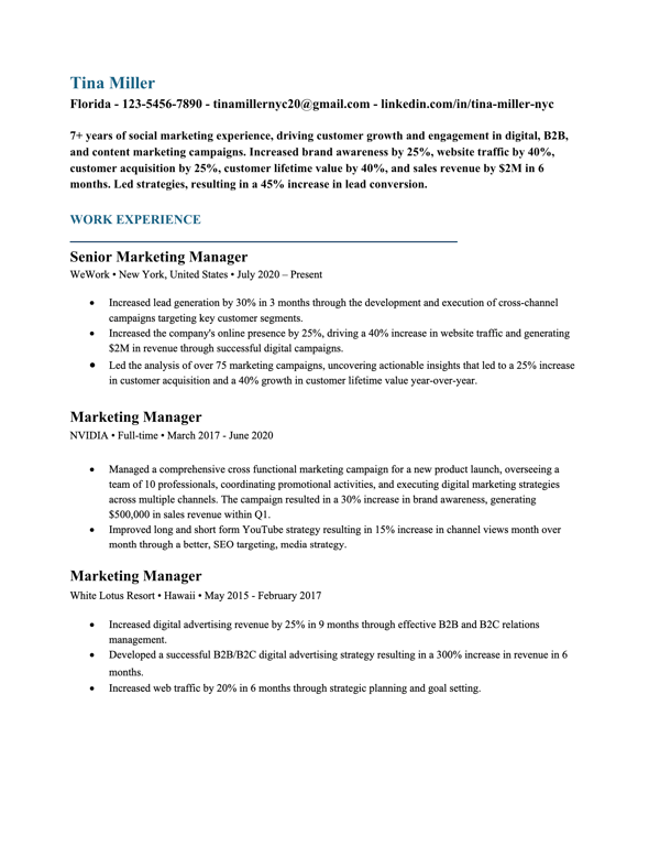 Microsoft Word resume 7