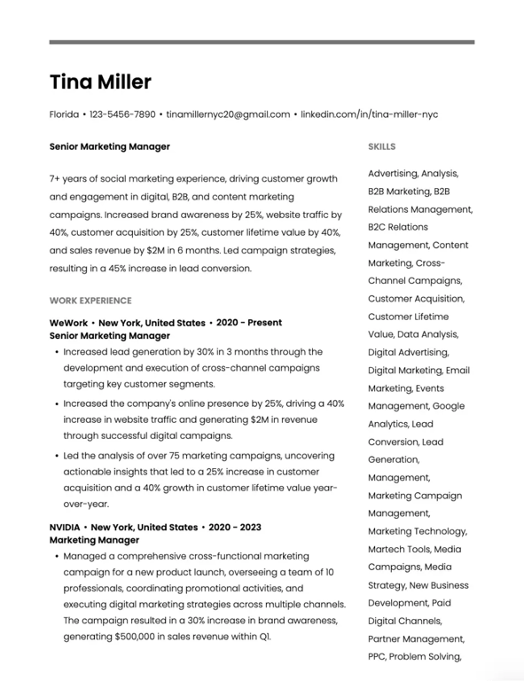 Minimal Line Resume Template