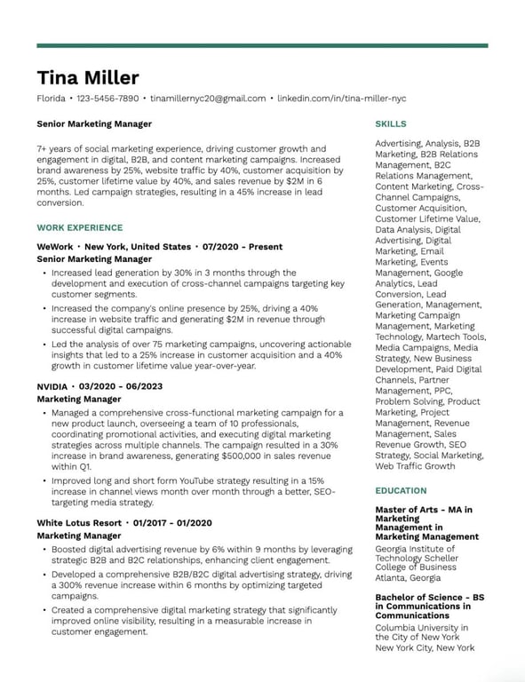 Condensed Professional Resume