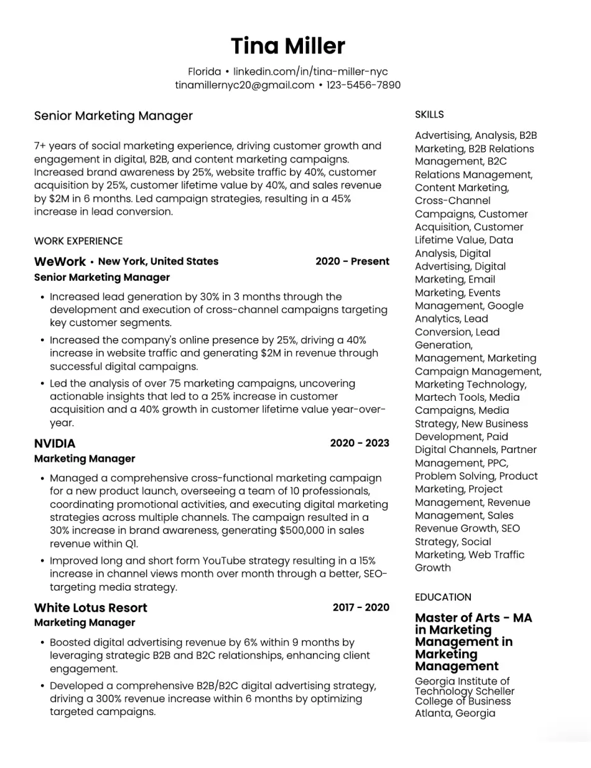 Sleek Professional Condensed Resume