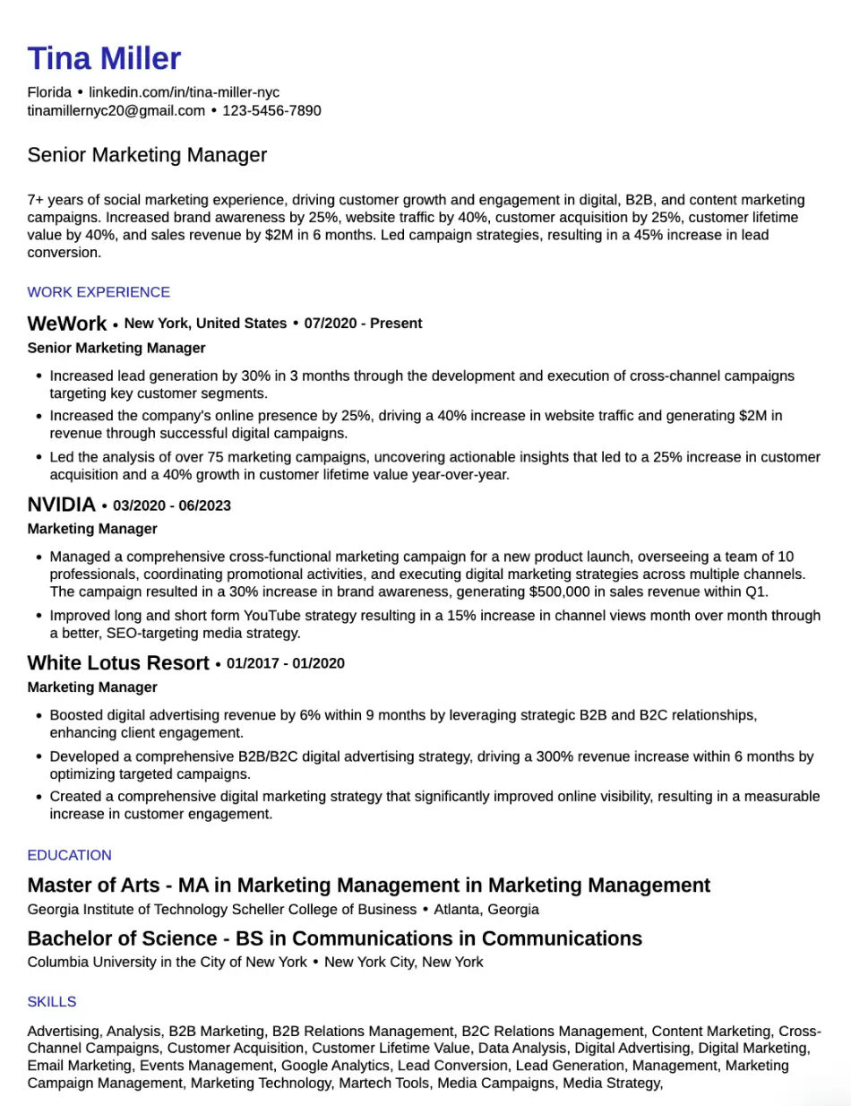 Streamlined Functional Resume