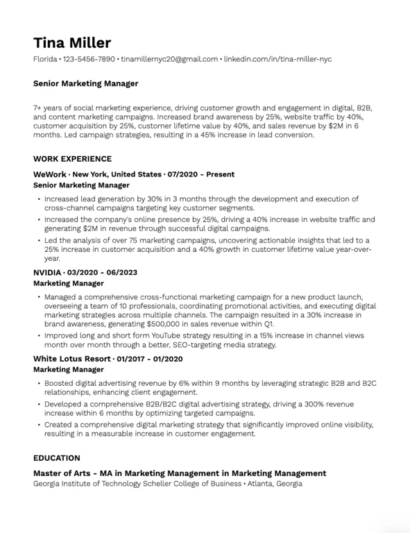 Clear Layout Resume Template