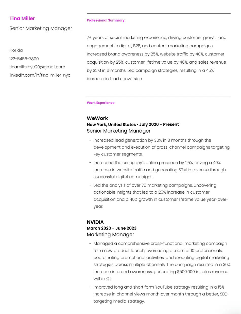 Violet Resume Template