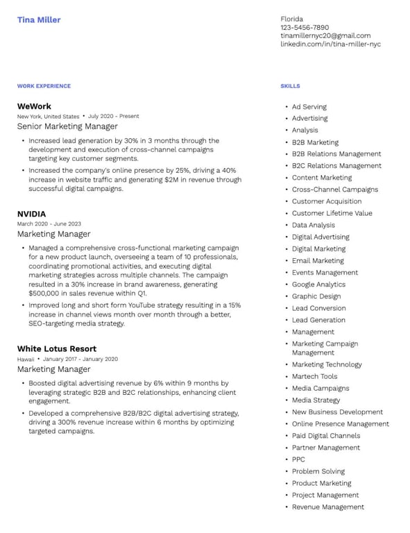 Concise Impact Resume