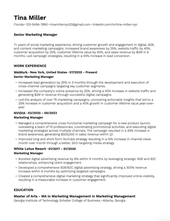 Bold Headings Resume Template