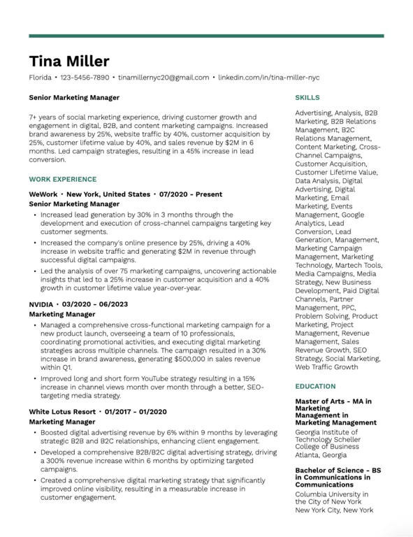 Skills Column Template