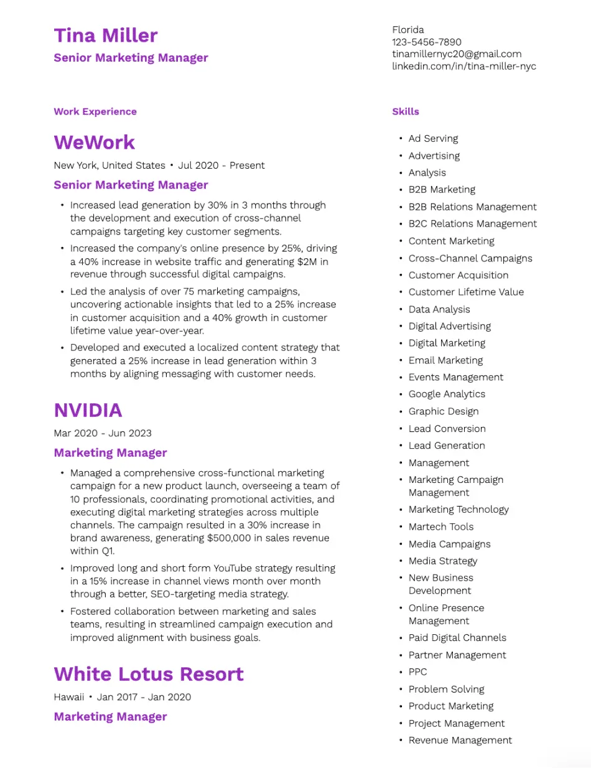 Violet Precision Resume Template
