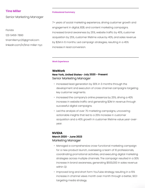 Violet Resume Template