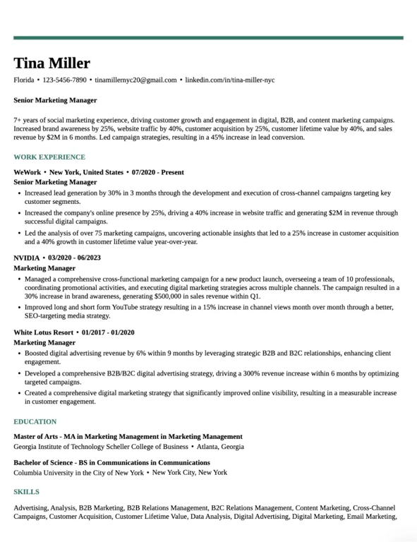 Aligned Professional Resume