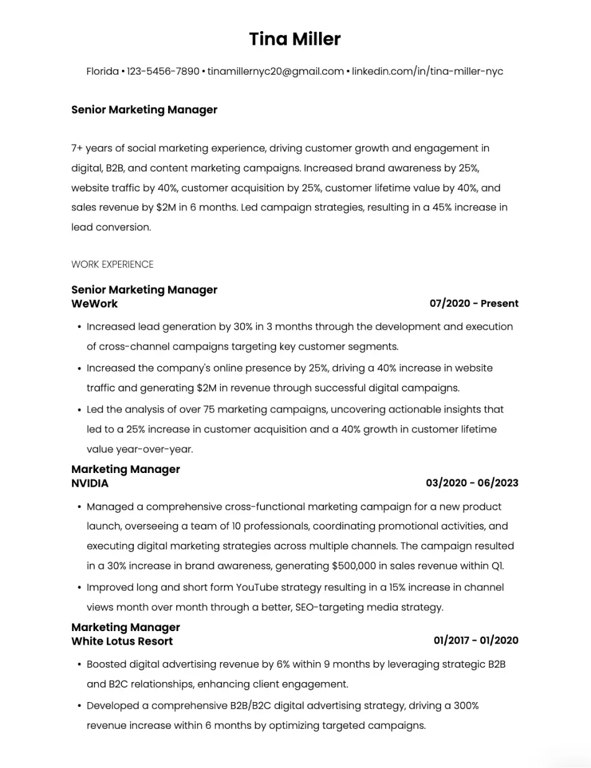 Minimal Centered Resume Template