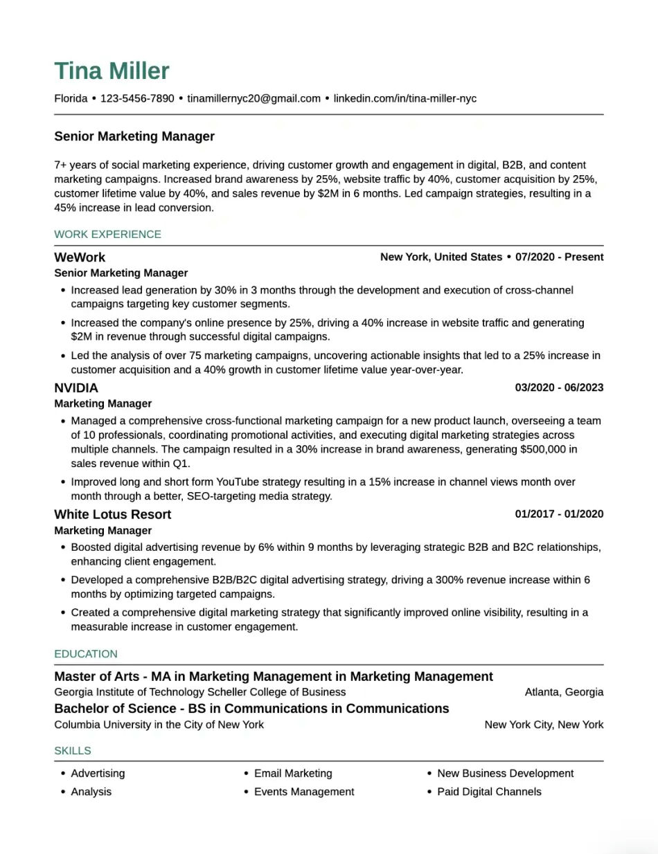 Professional Resume with Modern Design