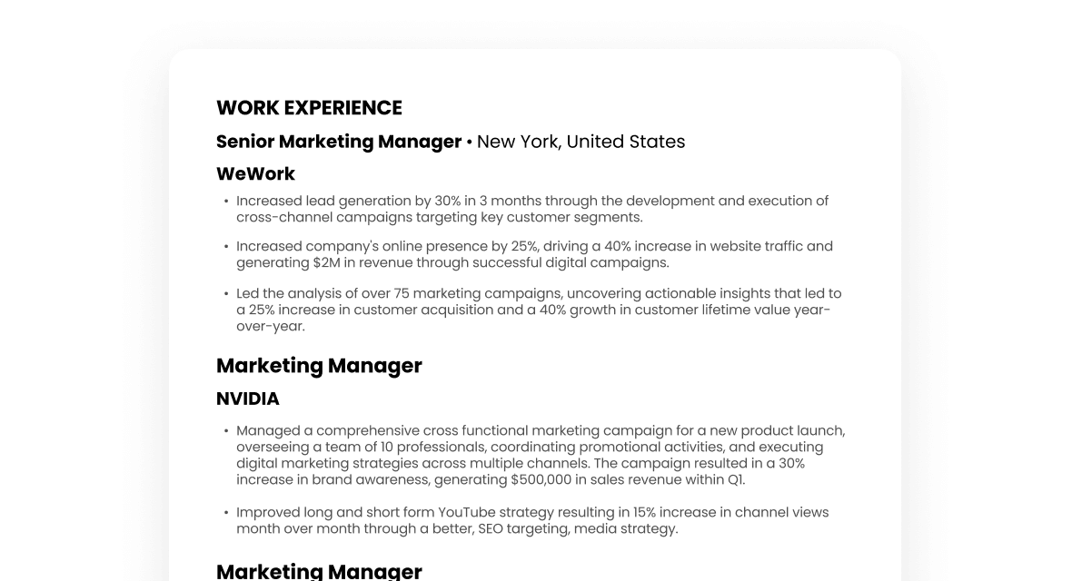 how to use the resume bullet point generator - step 2 - update your work experiences