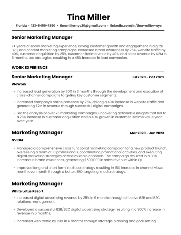 A Resume Example template