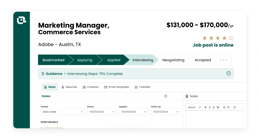 Navigate to the “Notes” Section of the Job