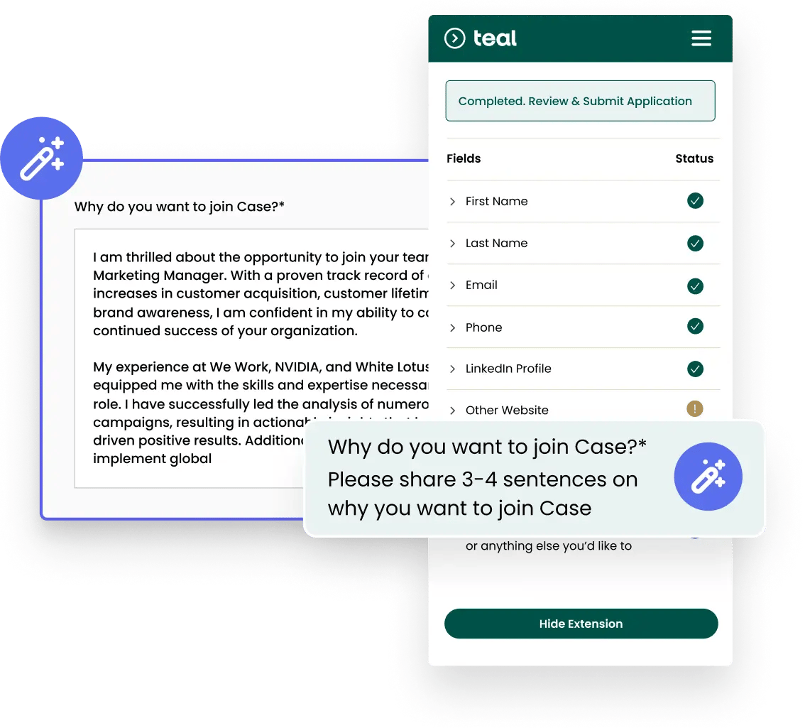 Generated tailored responses for job application questions with AI