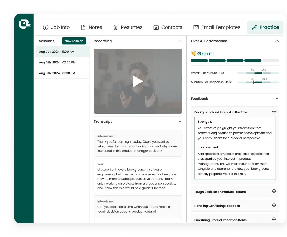 playback your interview sessions