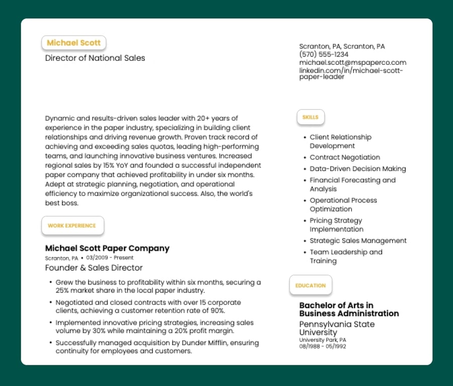 What a resume should look like with subtle color