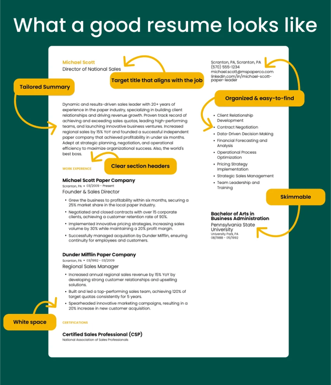 an example of what a good resume should look like 