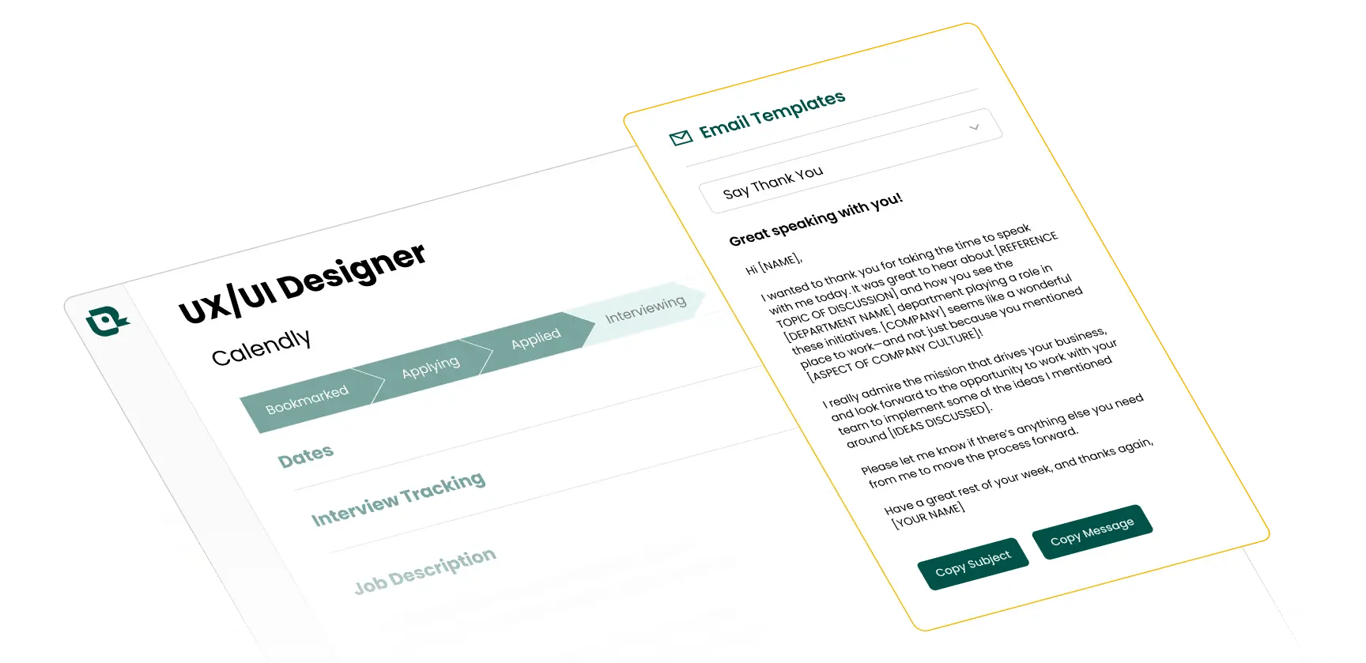 job application email templates