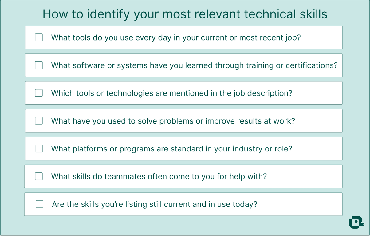 A technical skills resume checklist