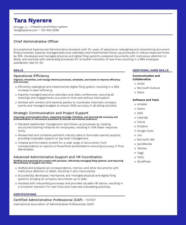 Example skills based resume