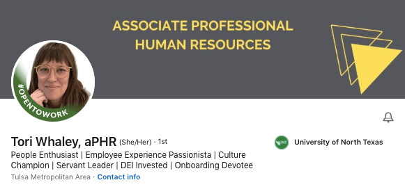 Tori Whaley LinkedIn