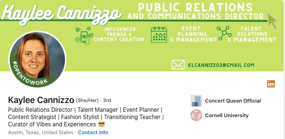 Kaylee Cannizzo LinkedIn